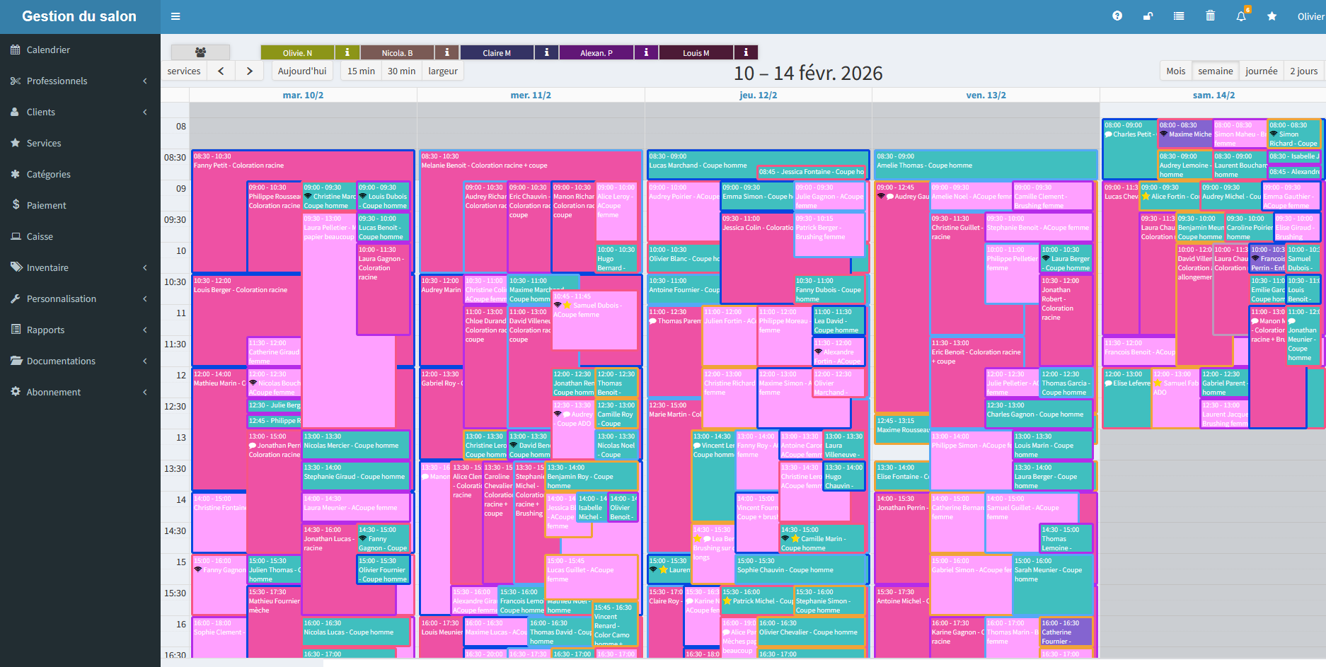 Aperçu calendrier EnseigneWeb